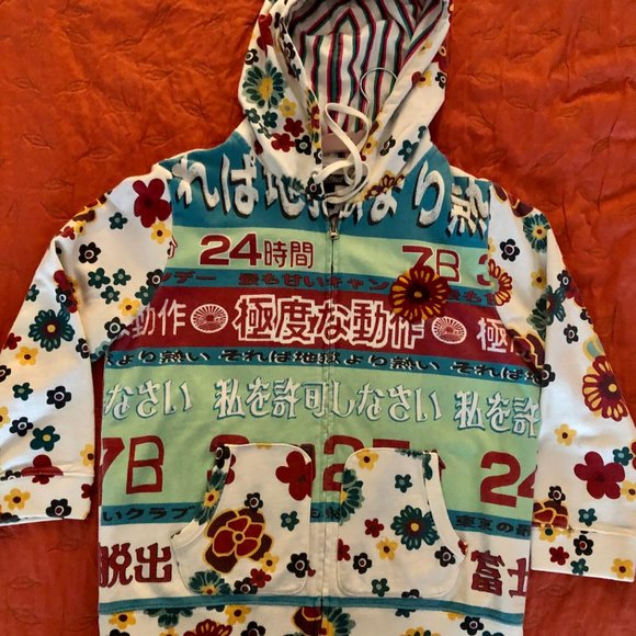 LUCKY BRAND SWEATSHIRT HOODIE* LUCKY CAT*SHIBUYA*JAPAN*EMBROIDER*ASIAN CHARACTER - Picture 6 of 9